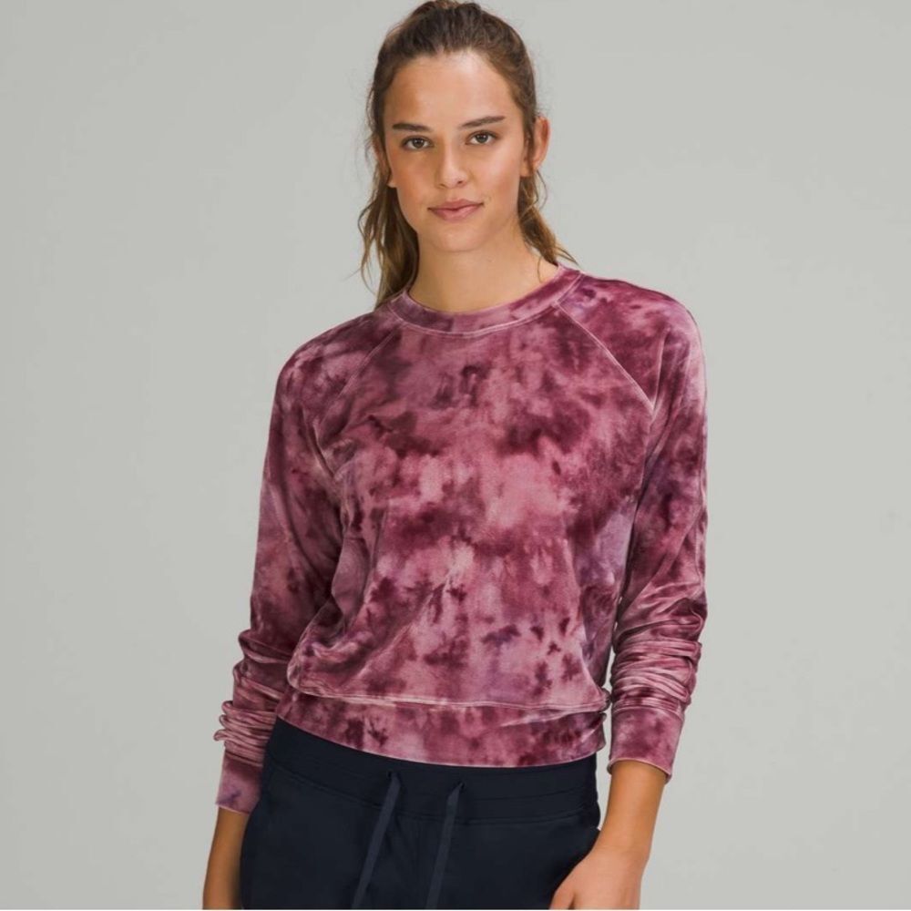 LULULEMON pink velour warm down crew